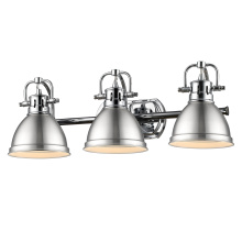 Golden 3602-BA3 CH-PW - Yep by Golden Lighting Duncan 3-light Vanity in Chrome and Pewter shade